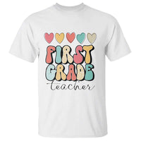 First Grade Teacher Leopard Heart Retro Groovy T Shirt - Wonder Print Shop