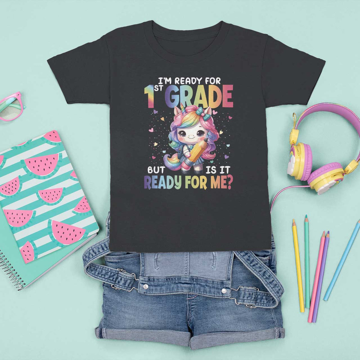Funny Back To School Unicorn T Shirt For Kid I'm Ready For 1st Grade But Is It Ready For Me - Wonder Print Shop