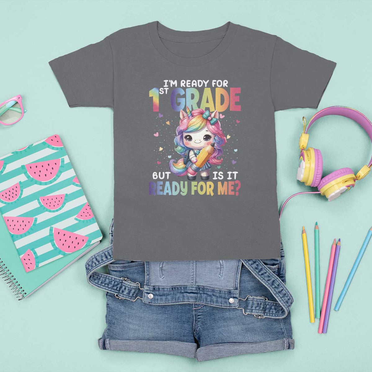 Funny Back To School Unicorn T Shirt For Kid I'm Ready For 1st Grade But Is It Ready For Me - Wonder Print Shop