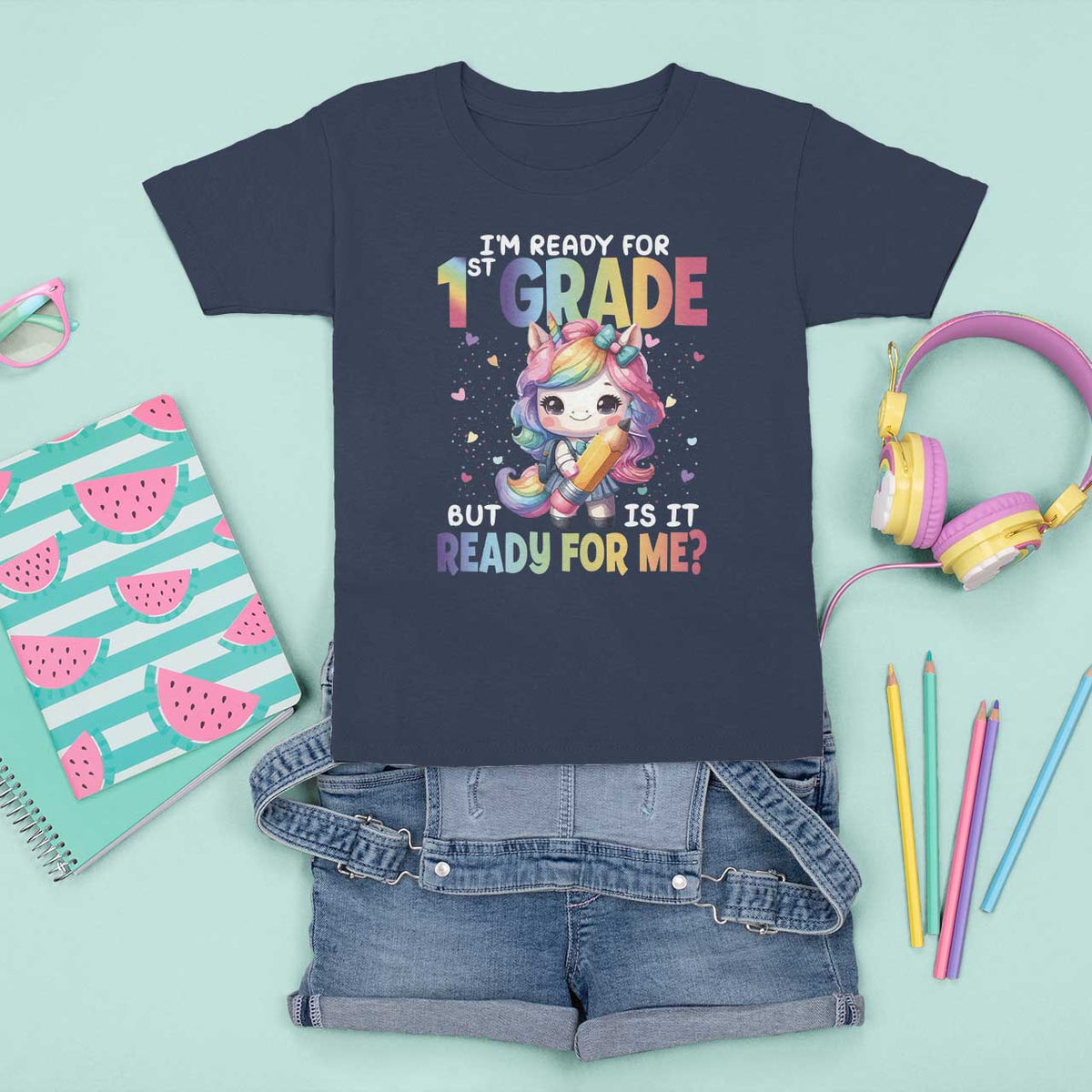 Funny Back To School Unicorn T Shirt For Kid I'm Ready For 1st Grade But Is It Ready For Me - Wonder Print Shop