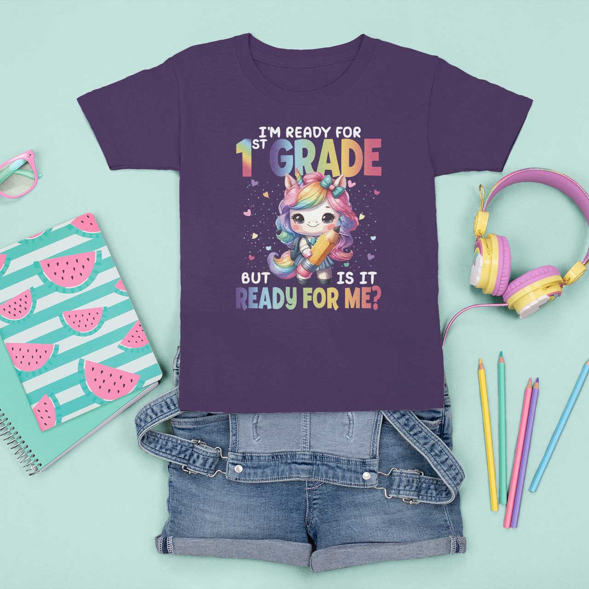 Funny Back To School Unicorn T Shirt For Kid I'm Ready For 1st Grade But Is It Ready For Me - Wonder Print Shop