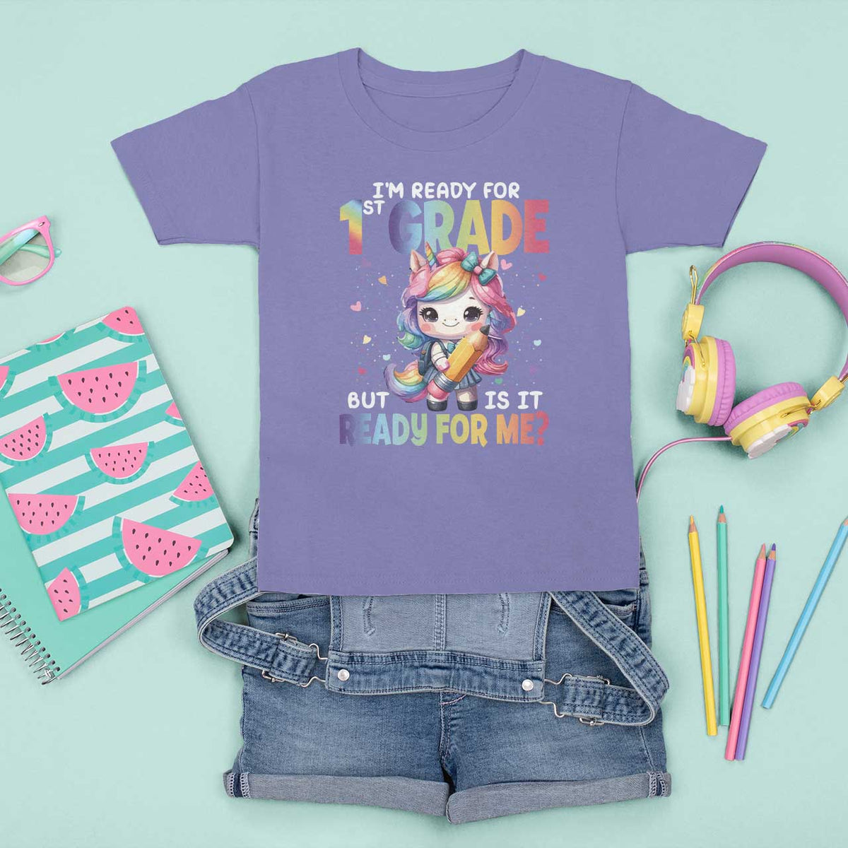 Funny Back To School Unicorn T Shirt For Kid I'm Ready For 1st Grade But Is It Ready For Me - Wonder Print Shop