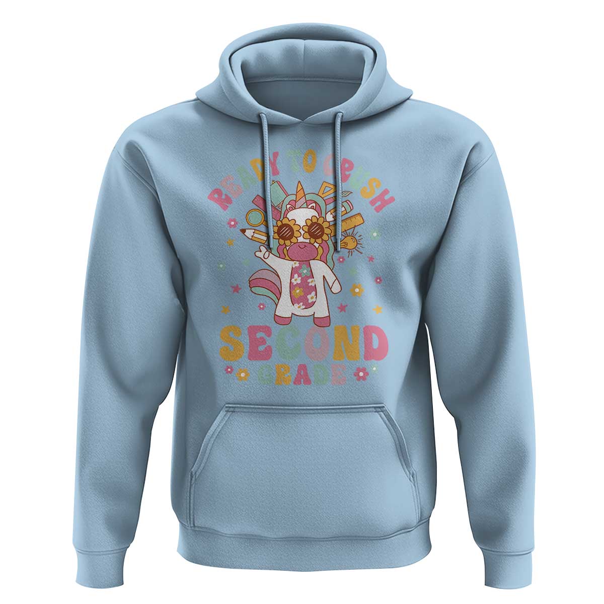 Funny Back To School Unicorn Hoodie Ready To Crush Second Grade Retro Groovy - Wonder Print Shop