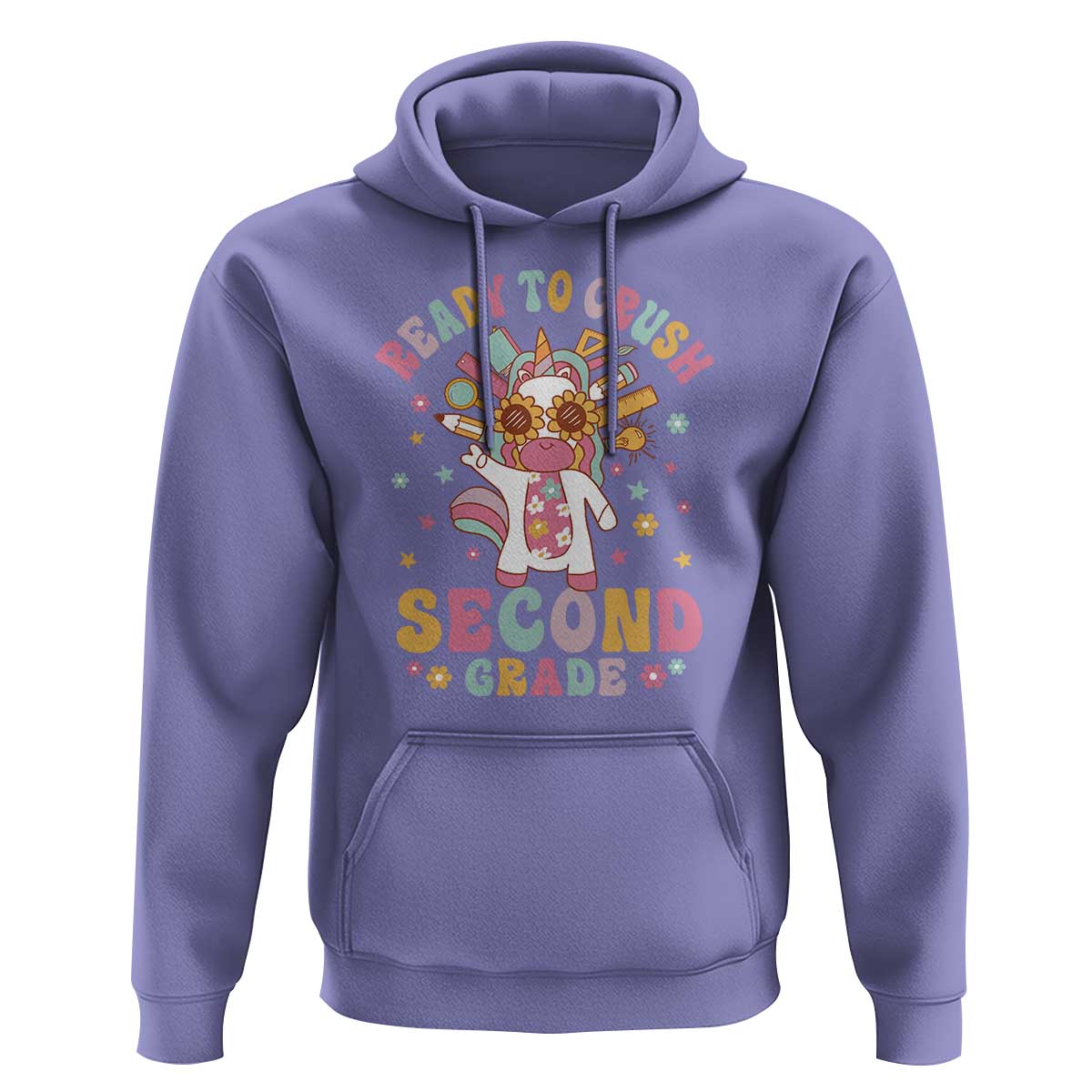 Funny Back To School Unicorn Hoodie Ready To Crush Second Grade Retro Groovy - Wonder Print Shop