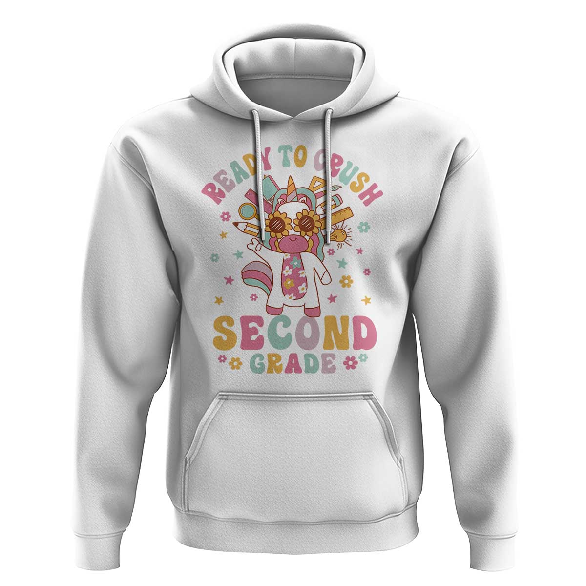 Funny Back To School Unicorn Hoodie Ready To Crush Second Grade Retro Groovy - Wonder Print Shop