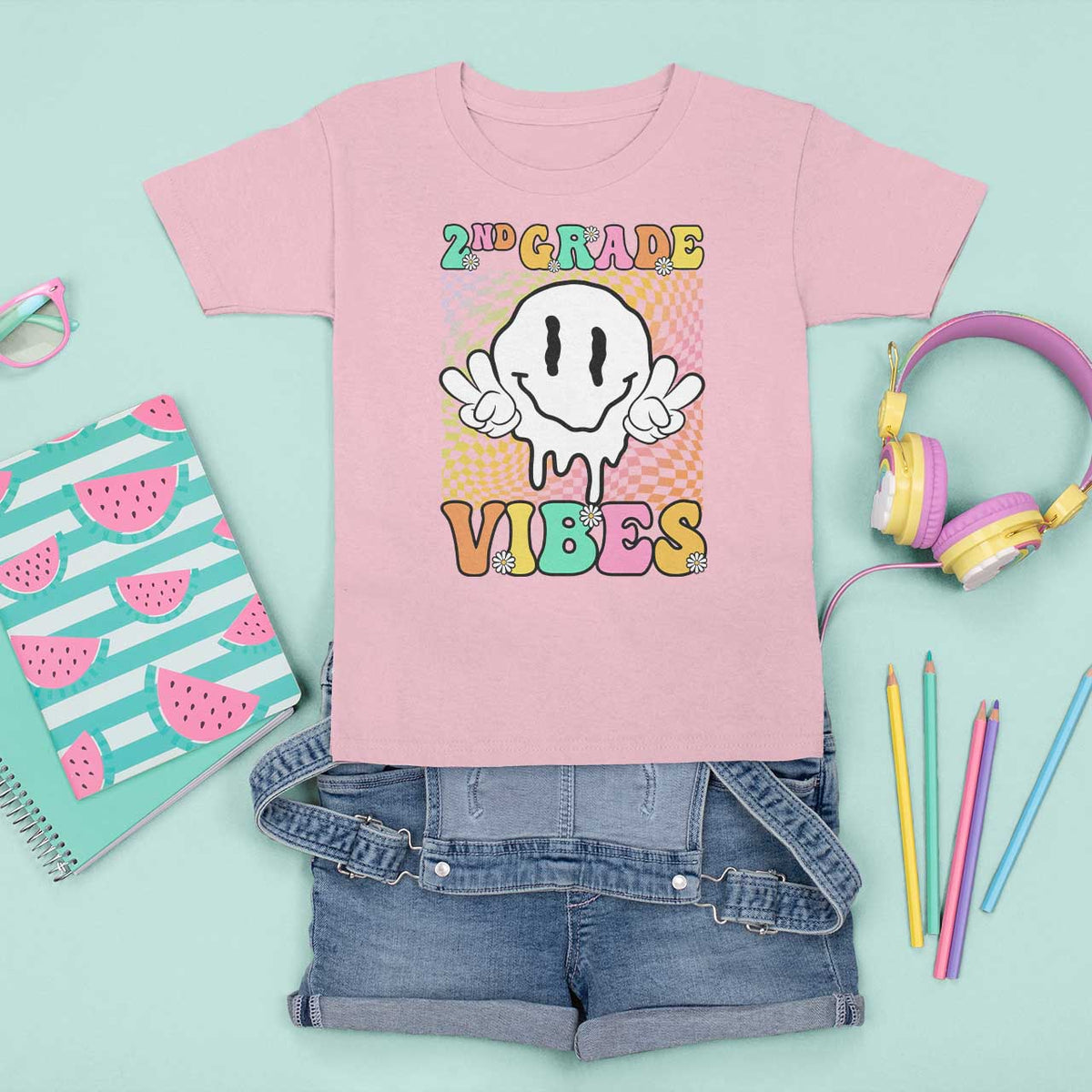 2nd Grade Vibes T Shirt For Kid Retro Groovy Back To School - Wonder Print Shop