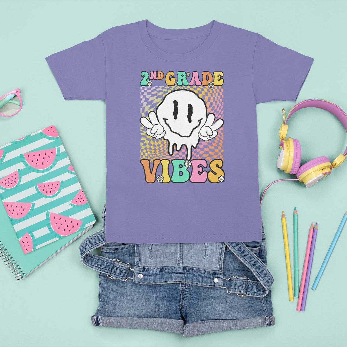 2nd Grade Vibes T Shirt For Kid Retro Groovy Back To School - Wonder Print Shop