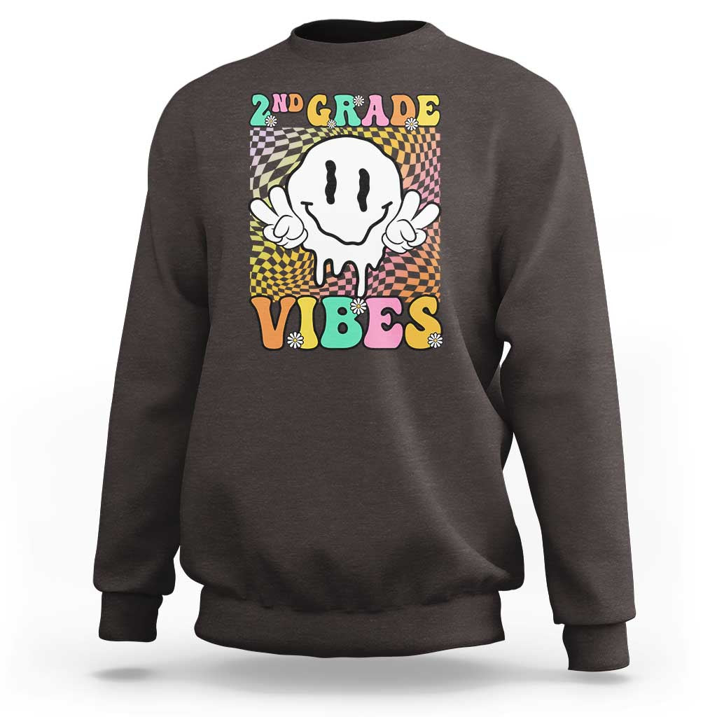 2nd Grade Vibes Sweatshirt Retro Groovy Back To School - Wonder Print Shop