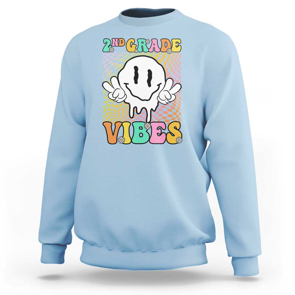 2nd Grade Vibes Sweatshirt Retro Groovy Back To School - Wonder Print Shop