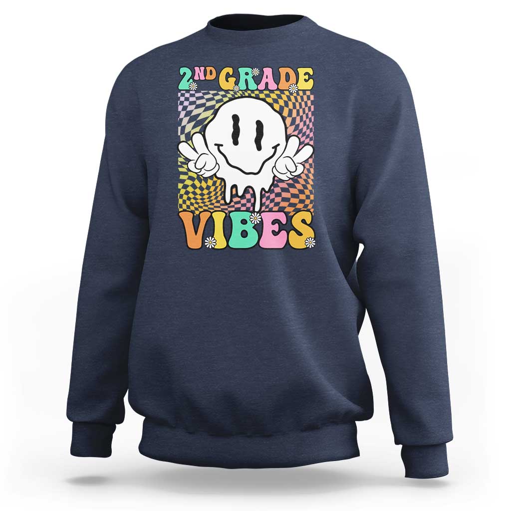 2nd Grade Vibes Sweatshirt Retro Groovy Back To School - Wonder Print Shop