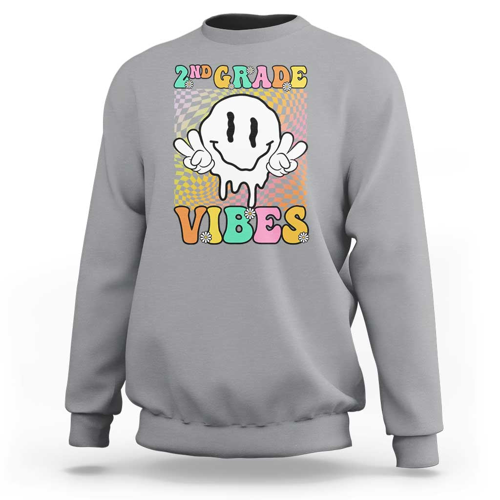 2nd Grade Vibes Sweatshirt Retro Groovy Back To School - Wonder Print Shop