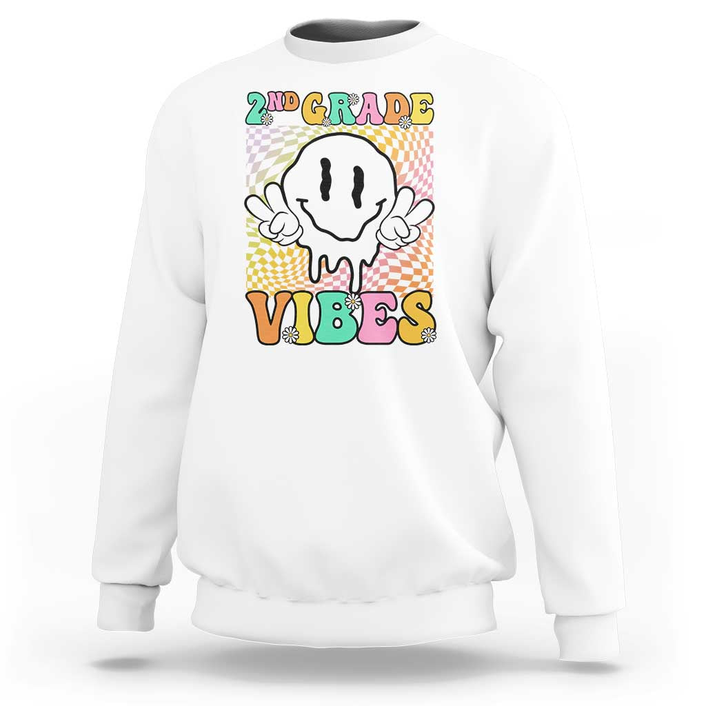 2nd Grade Vibes Sweatshirt Retro Groovy Back To School - Wonder Print Shop
