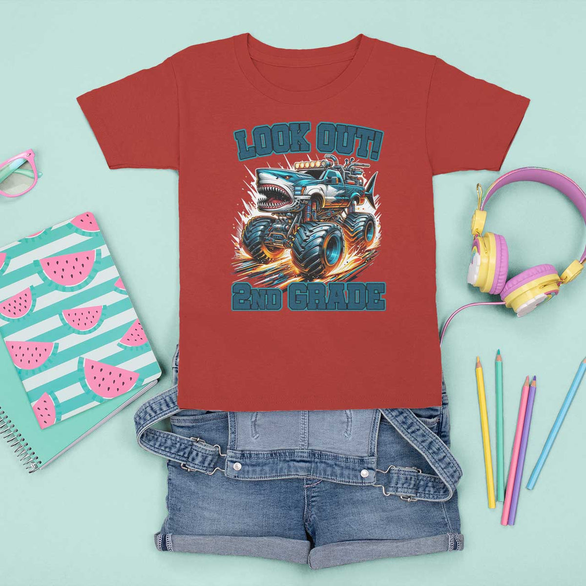 Look Out 2nd Grade Monster Truck T Shirt For Kid - Wonder Print Shop