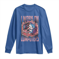 Funny Programmer Long Sleeve Shirt I Work On Computers Japan Anime Cat