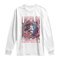 Funny Programmer Long Sleeve Shirt I Work On Computers Japan Anime Cat