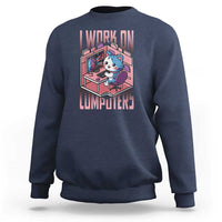 Funny Programmer Sweatshirt I Work On Computers Japan Anime Cat