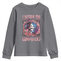 Funny Programmer Youth Sweatshirt I Work On Computers Japan Anime Cat