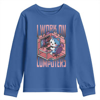 Funny Programmer Youth Sweatshirt I Work On Computers Japan Anime Cat