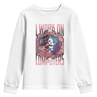 Funny Programmer Youth Sweatshirt I Work On Computers Japan Anime Cat