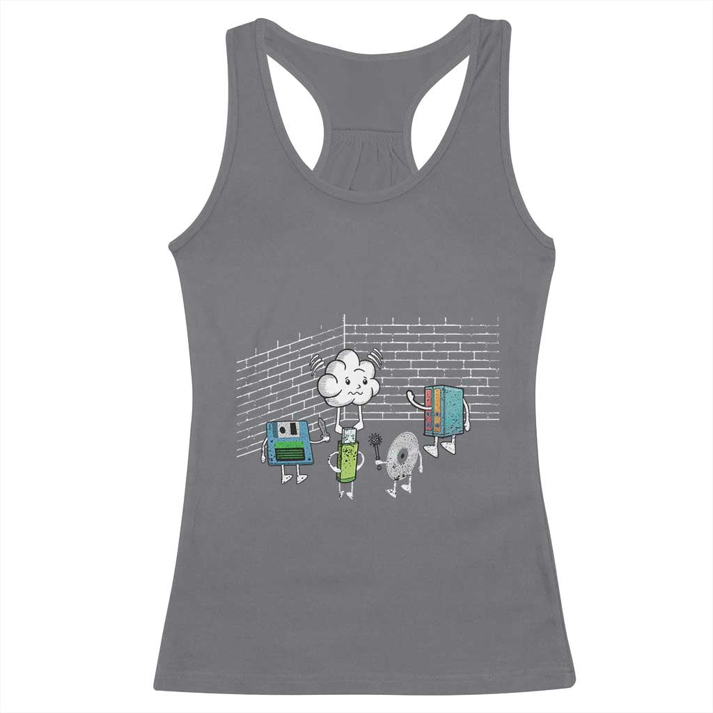 Funny Software Developers Racerback Tank Top Computer Storage Evolution Cloud