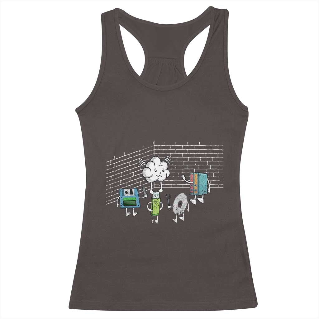 Funny Software Developers Racerback Tank Top Computer Storage Evolution Cloud