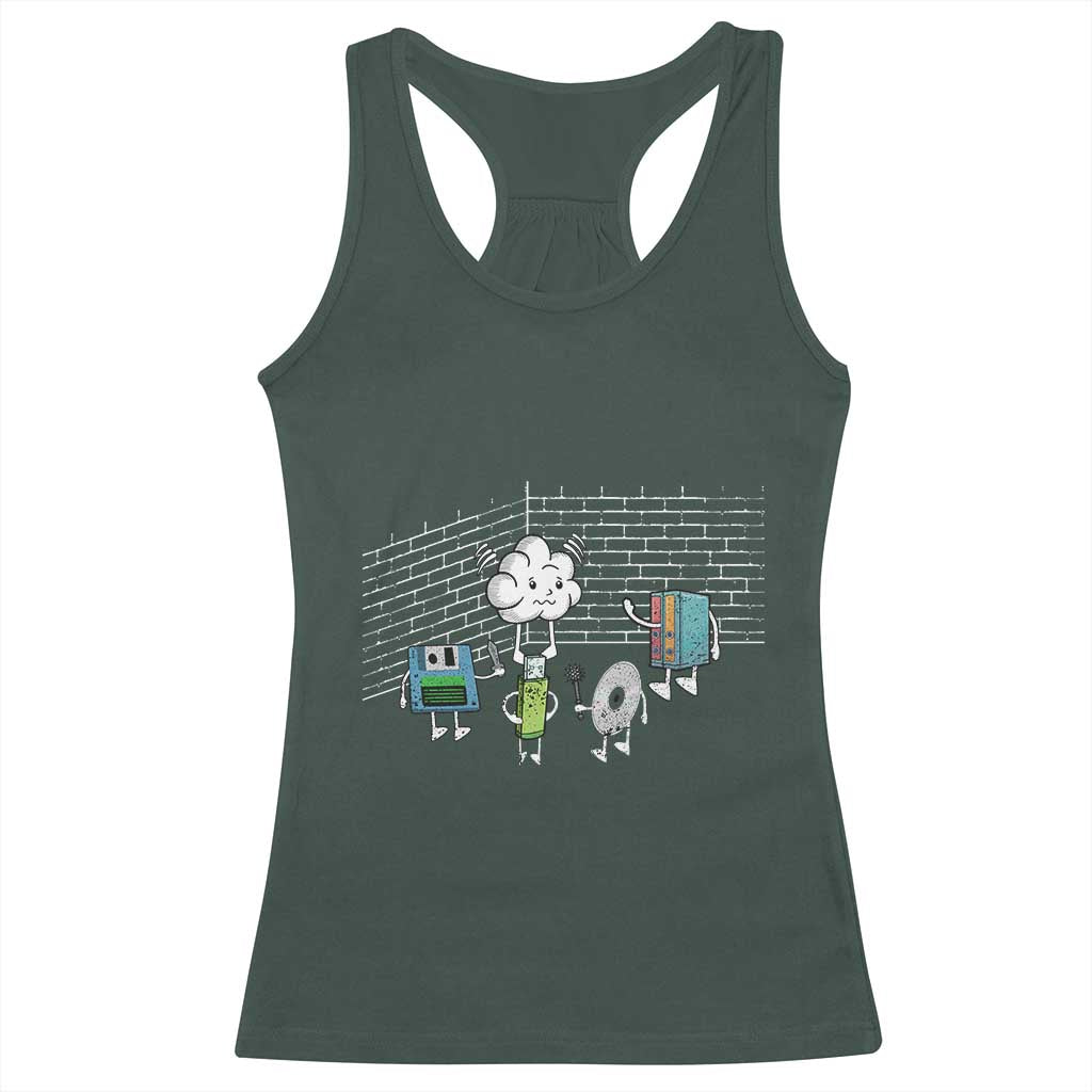 Funny Software Developers Racerback Tank Top Computer Storage Evolution Cloud