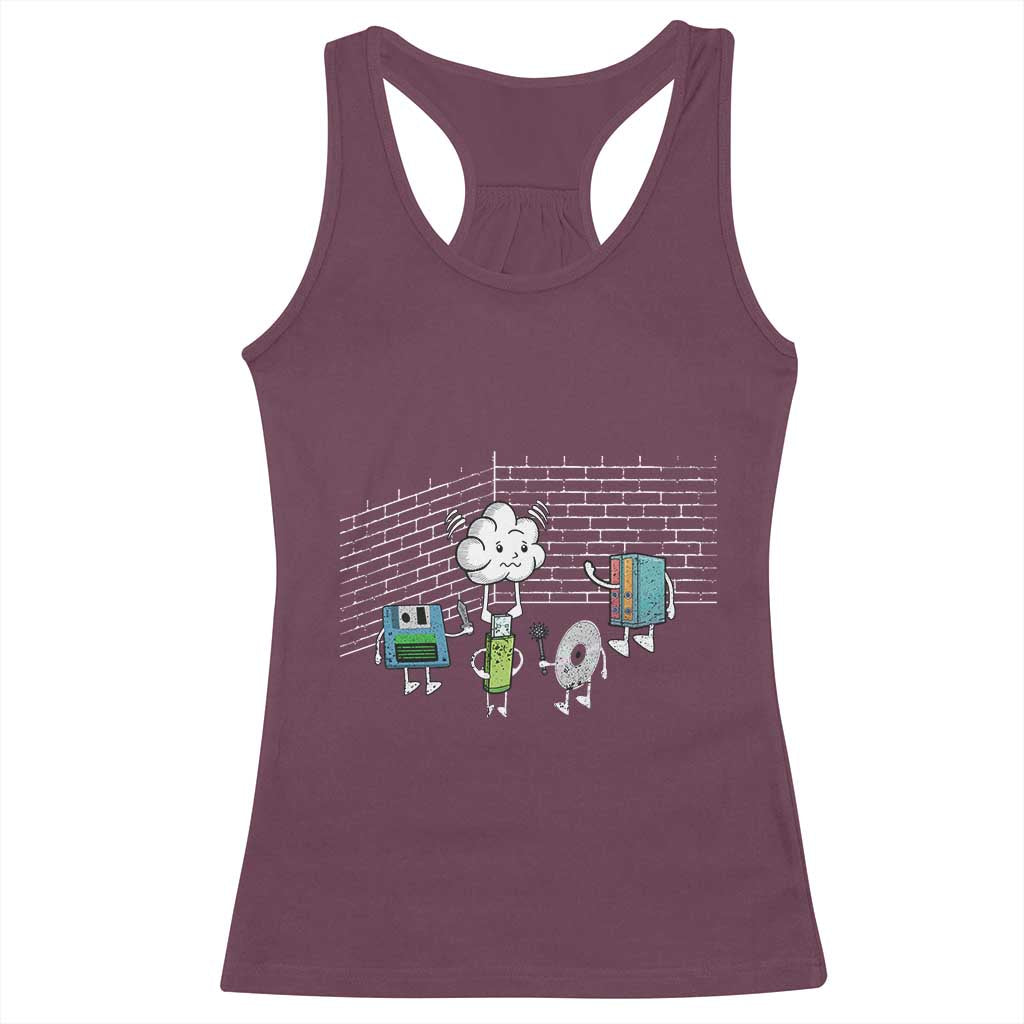 Funny Software Developers Racerback Tank Top Computer Storage Evolution Cloud