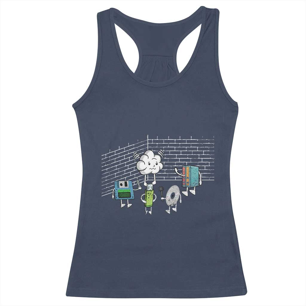 Funny Software Developers Racerback Tank Top Computer Storage Evolution Cloud