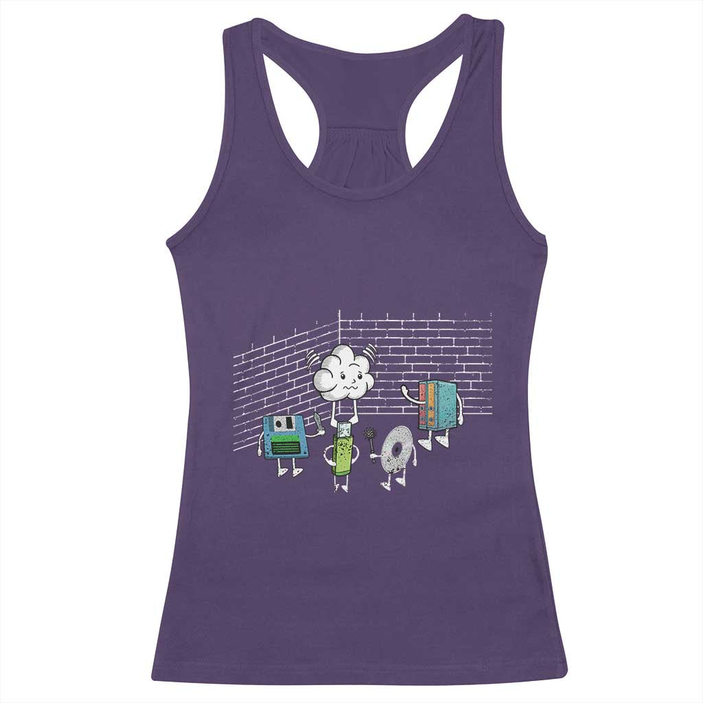 Funny Software Developers Racerback Tank Top Computer Storage Evolution Cloud