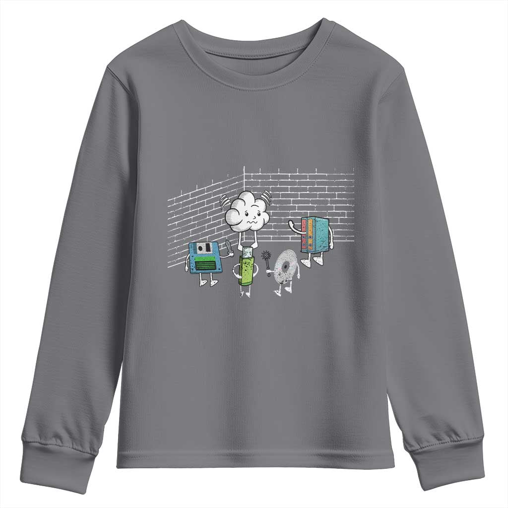 Funny Software Developers Youth Sweatshirt Computer Storage Evolution Cloud