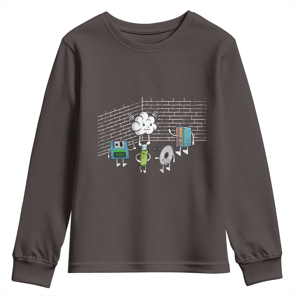 Funny Software Developers Youth Sweatshirt Computer Storage Evolution Cloud