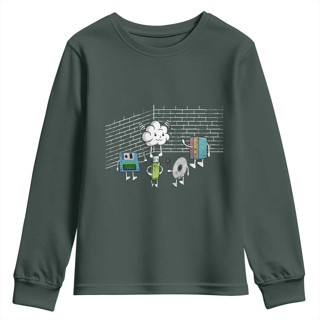Funny Software Developers Youth Sweatshirt Computer Storage Evolution Cloud