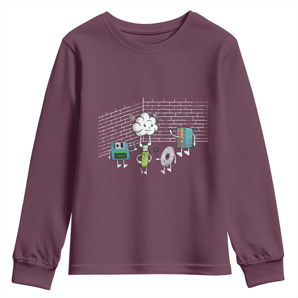 Funny Software Developers Youth Sweatshirt Computer Storage Evolution Cloud