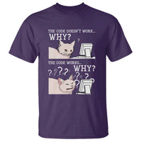 Funny Coder T Shirt The Code Doesn't Work Why Cat Meme