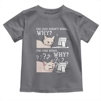 Funny Coder Toddler T Shirt The Code Doesn't Work Why Cat Meme