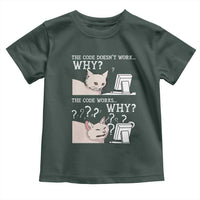 Funny Coder Toddler T Shirt The Code Doesn't Work Why Cat Meme