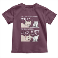 Funny Coder Toddler T Shirt The Code Doesn't Work Why Cat Meme