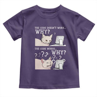Funny Coder Toddler T Shirt The Code Doesn't Work Why Cat Meme