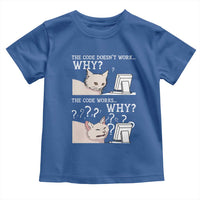 Funny Coder Toddler T Shirt The Code Doesn't Work Why Cat Meme