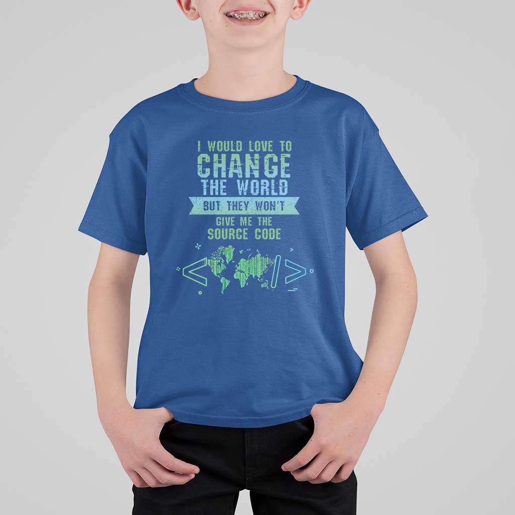 Funny Coder T Shirt For Kid I Would Like To Change The World