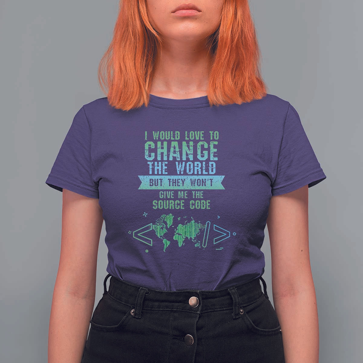 Funny Coder T Shirt For Women I Would Like To Change The World