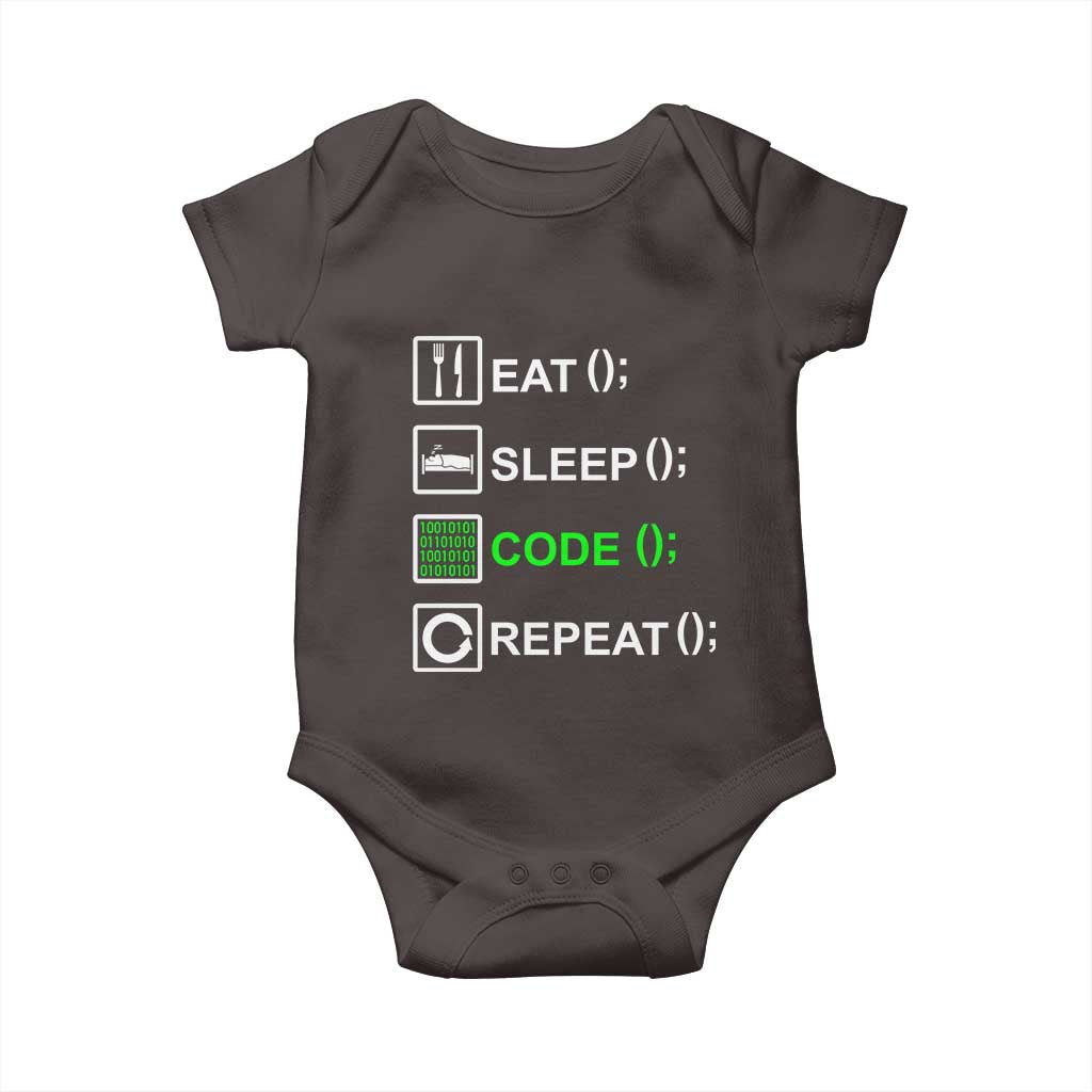 Funny Coder Baby Onesie Eat Sleep Code Repeat