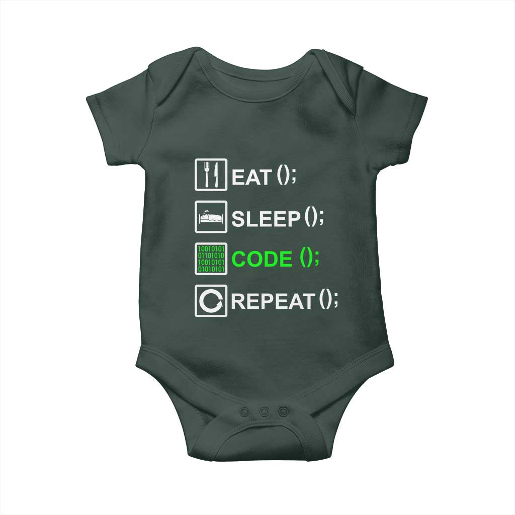 Funny Coder Baby Onesie Eat Sleep Code Repeat