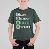 Funny Coder T Shirt For Kid Eat Sleep Code Repeat