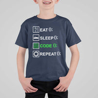 Funny Coder T Shirt For Kid Eat Sleep Code Repeat