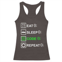 Funny Coder Racerback Tank Top Eat Sleep Code Repeat