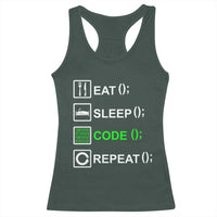 Funny Coder Racerback Tank Top Eat Sleep Code Repeat
