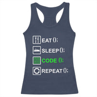 Funny Coder Racerback Tank Top Eat Sleep Code Repeat