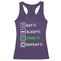 Funny Coder Racerback Tank Top Eat Sleep Code Repeat