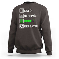 Funny Coder Sweatshirt Eat Sleep Code Repeat